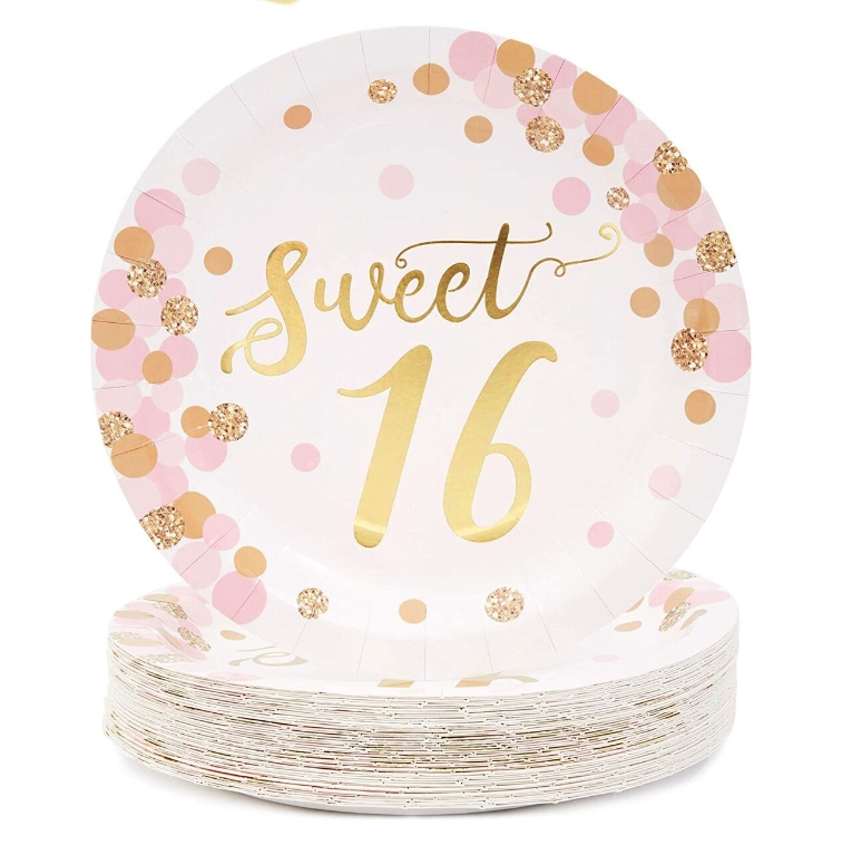 Eco-friendly Biodegradable Disposable Dinner Plates Set Printed Paper Tableware for Parties