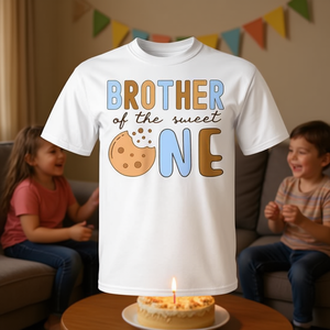 T-shirt d'anniversaire Brother Of The Sweet One Cookies And Milk, tenue assortie pour la famille - Product Image 3