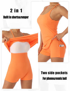 Trainings kleidung Fitness studio Fitness bekleidung Pickle ball Röcke Yoga Seiten taschen Sport Jumps uit Tennis kleid mit eingebauten Shorts - Product Image 1