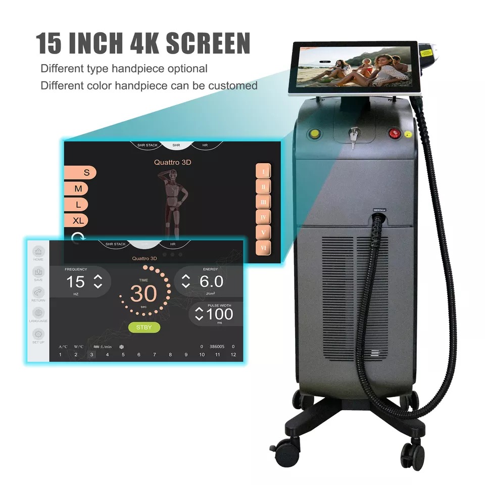 2022Newest 4K 1600W Triple wave Platinum Titanium/808nm laser diode hair removal/755 8081064 diode laser machine price