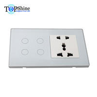 Interrupteurs tactiles intelligents multifonctions modulaires Topshine 147 Type 1 à 4 gangs avec prise de courant EU 16A