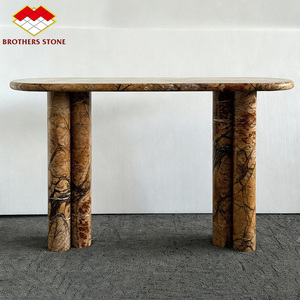 Table <span class=keywords><strong>console</strong></span> en <span class=keywords><strong>marbre</strong></span> brun de forêt tropicale au design moderne, mobilier d'intérieur pour hôtel, villa, appartement, entrée, couloir - Product Image 3