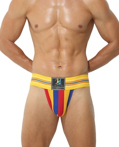 Slip da <span class=keywords><strong>Uomo</strong></span> a Rete a Righe Blu e <span class=keywords><strong>Bianche</strong></span>, Intimo Sportivo Traspirante a Vita Bassa con Fascia Larga, <span class=keywords><strong>Mutande</strong></span> da <span class=keywords><strong>Uomo</strong></span> Sexy con Sacchetto Frontale - Product Image 4
