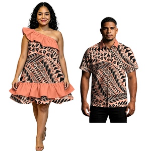 Nuevos conjuntos <span class=keywords><strong>de</strong></span> camisas <span class=keywords><strong>de</strong></span> bolsillo para hombre <span class=keywords><strong>de</strong></span> las Islas Samoanas 2026 y elegantes minivestidos hawaianos <span class=keywords><strong>de</strong></span> un solo hombro para mujer, conjuntos tribales polinesios para parejas. - Product Image 1