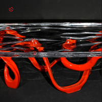 Table basse de bureau en acrylique transparent moderne et personnalisable TT table basse unique en cristal de platine pour le salon extérieur