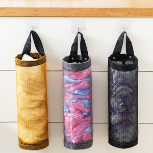 Hanging Trash Bag Holder Nylon Mesh Wall Mount <b>Kitchen</b> Storage Organizer For Garbage Bags 3D Design Transparent With Handle - Product Image 3