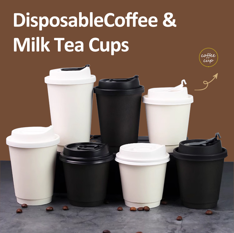 Custom Printed Logo Disposable 8oz 10oz Double Wall Coffee Cups Hot ...