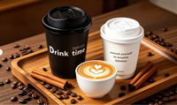 Gobelets jetables écologiques avec logo personnalisé, résistants à la chaleur, anti-fuite, doublure compostable, design contemporain, paille pour café