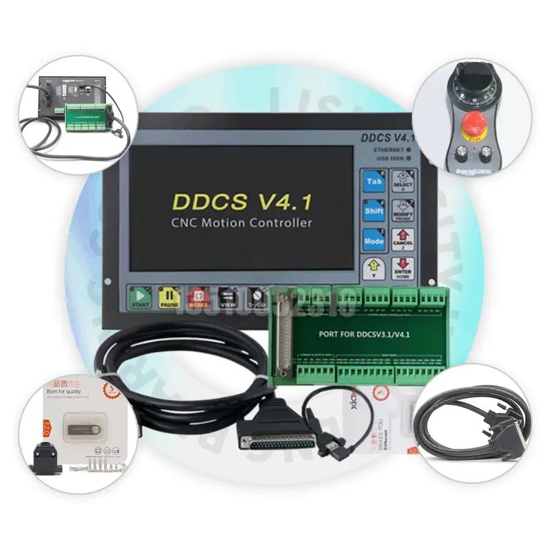 DDCS V4.1 ชุดควบคุม CNC ออฟไลน์ 500KHz ระบบควบคุม 4 แกนสําหรับเครื่องกัดพร้อมหน้าจอ 7 นิ้ว