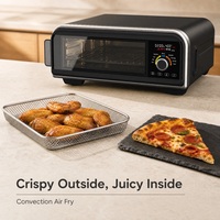 Four à pizza électrique en acier inoxydable 18L, 400°C, avec ventilateur de convection, 2000W, 6 préréglages, noir, pour la cuisine domestique