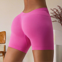 Leggings de yoga et shorts de sport pour femmes en polyamide élasthanne de haute qualité, grande taille, 260g, couleur unie, froncé aux fesses, taille élastique