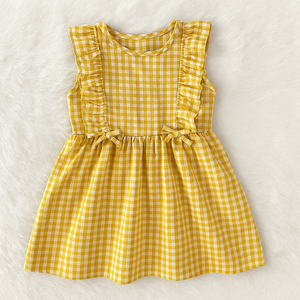 À la mode Plaid été sans manches dessin animé mignon enfant en bas âge bébé fille coton robe âge 2-7 ans belle fille vêtements - Product Image 5