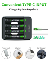 Chargeur de batterie électrique Ni-MH BEVIGOR 10W Type-C, station de charge rapide avec indicateur LED pour piles rechargeables AA AAA domestiques