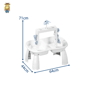 Table de jeu d'eau et de sable pour enfants avec pulvérisateur en forme de dauphin, pour extérieur et plage - Product Image 2