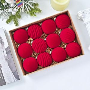 Christmas Tree Decorations Pumpkin Pattern <b>Wine</b> Red Dark Green Christmas Flocking Ball Set Exquisite Christmas Ball Set - Product Image 5