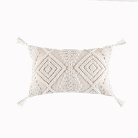 Taie d'oreiller géométrique tuftée nordique moderne de haute qualité avec housse de coussins de dos de canapé à pompon