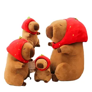 BoTu dibujos animados Capybara juguete de peluche Kawaii animales de peluche esponjoso Capybara fresa tortuga peluche para niños juguetes de regalo de cumpleaños