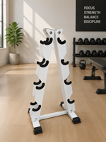 Support de Rangement Robuste à 4 Niveaux pour Haltères avec Supports Rembourrés en Caoutchouc Protecteur pour Équipement de Musculation à Domicile