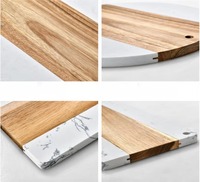 Ensemble de planches à découper en bois d'acacia naturel et marbre pour steak, pain, fruits, fromage, salade, préparation des aliments