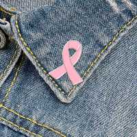 Venta al por mayor de fábrica, Pin de cinta para el cáncer de mama, cinta rosa, alfileres de solapa, insignia