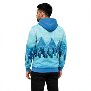 Sweat à capuche pour homme personnalisé à imprimé géométrique, coupe classique, décontracté, imperméable, écologique, respirant, en polyester tricoté, avec poche, 350g - Product Image 4