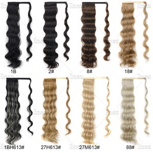 Clip <span class=keywords><strong>de</strong></span> extensión <span class=keywords><strong>de</strong></span> cabello <span class=keywords><strong>de</strong></span> cola <span class=keywords><strong>de</strong></span> caballo sintético en postizo Rubio envolver alrededor del cuerpo Cola <span class=keywords><strong>de</strong></span> Caballo ondulada Cola <span class=keywords><strong>de</strong></span> Caballo larga y suave - Product Image 5