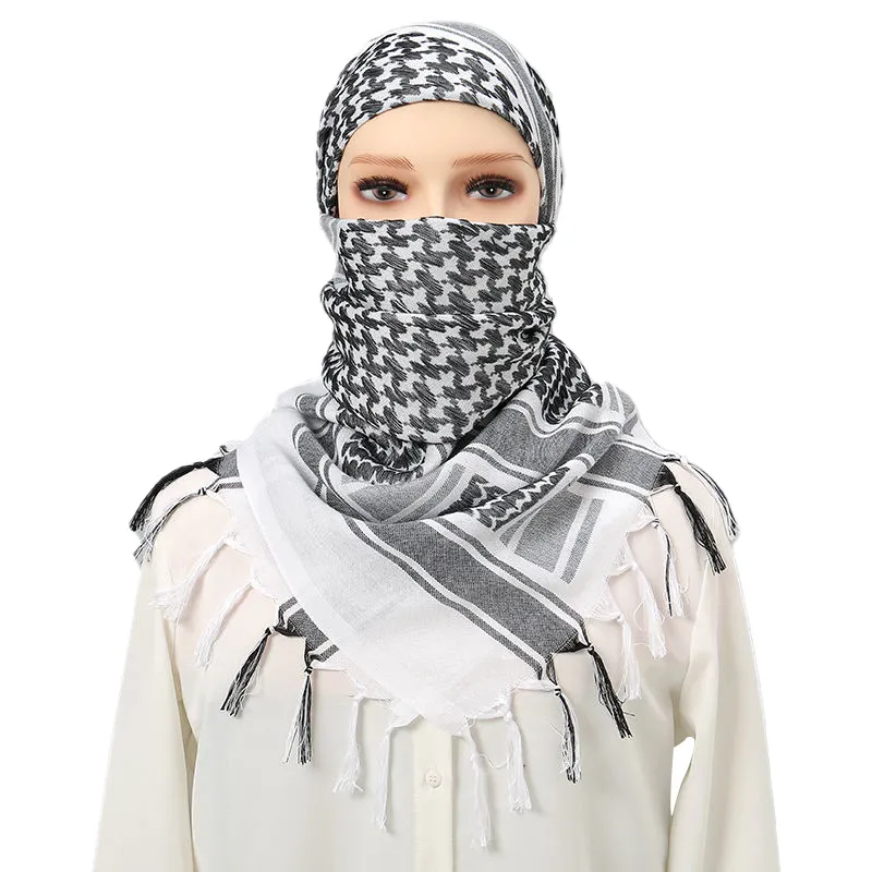 43インチPURFUNメンズラージアラブシェマーヘッドスカーフイスラム教徒のヘッドカバーショールKeffiyehArabicスカーフ