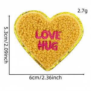 Certified Factory Heart Shape Custom <b>Letter</b> Embroidered Patch <b>Iron</b> <b>On</b> Sweet Valentine'S Day Chenille Patches For Clothing - Product Image 4