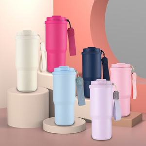 Qianchuan Stainless Steel Tumbler 304 <b>Insulated</b> Travel <b>Mug</b> With Strap And Straw For Car Use - Product Image 3