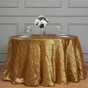 Nappe ronde en taffetas Pintuck en gros pour banquet de mariage