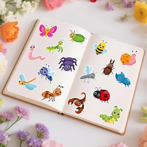 สติกเกอร์การ์ตูนแมลงฤดูใบไม้ผลิ - สติกเกอร์การ์ตูนแมลงน่ารักในฤดูใบไม้ผลิ, สติกเกอร์ไวนิลกันน้ำลายผีเสื้อแมลงฤดูใบไม้ผลิของขวัญ - Product Image 5