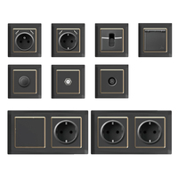 Kamanni, nuevo diseño, Color madera, PC, Panel curvo, 250V, enchufe de pared único, interruptores de interruptor de botón de luz de Control