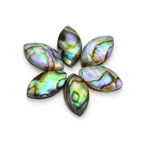 Engraved Cabochon Seashell Craft Jewelry Abalone Shell Left Shaped Diamond Inlay Jewellery for Ring