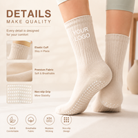 Chaussettes de yoga personnalisées OEM, chaussettes de Pilates à étiquette privée avec grip antidérapant en silicone pour femmes, studio de fitness, faible MOQ
