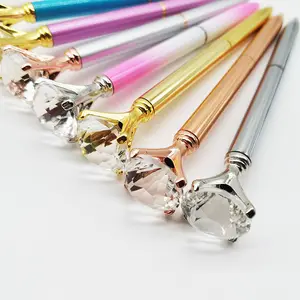 Customized Logo Crystal Diamond Style Metal Ballpoint Pen Ball Pen With Big Crystal Diamond Pen Luxury