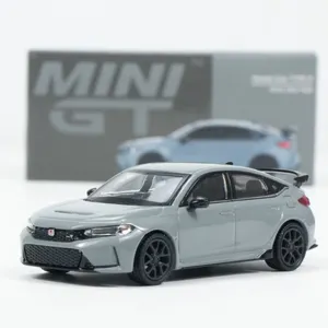 Zhengfeng 1/64 MINIGT modelo de carro em liga fundida 2023 HondaCivic TYPE R FL5 para presente e coleção