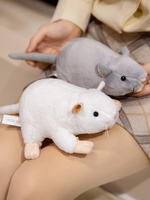 Jouets en peluche souris en coton PP simulé mignon et moelleux de 17 cm, blanc/gris, OEM/ODM