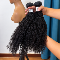 Extensions de cheveux humains vierges B1 Afro Kinky Curly, noirs naturels, bouclés serrés, double trame, vente en gros