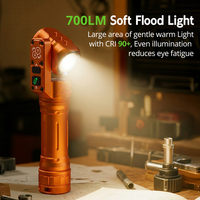 Tank007 WK1 180 °   Lampe torche rechargeable magnétique EDC à double tête rotative, 1400LM, haute puissance