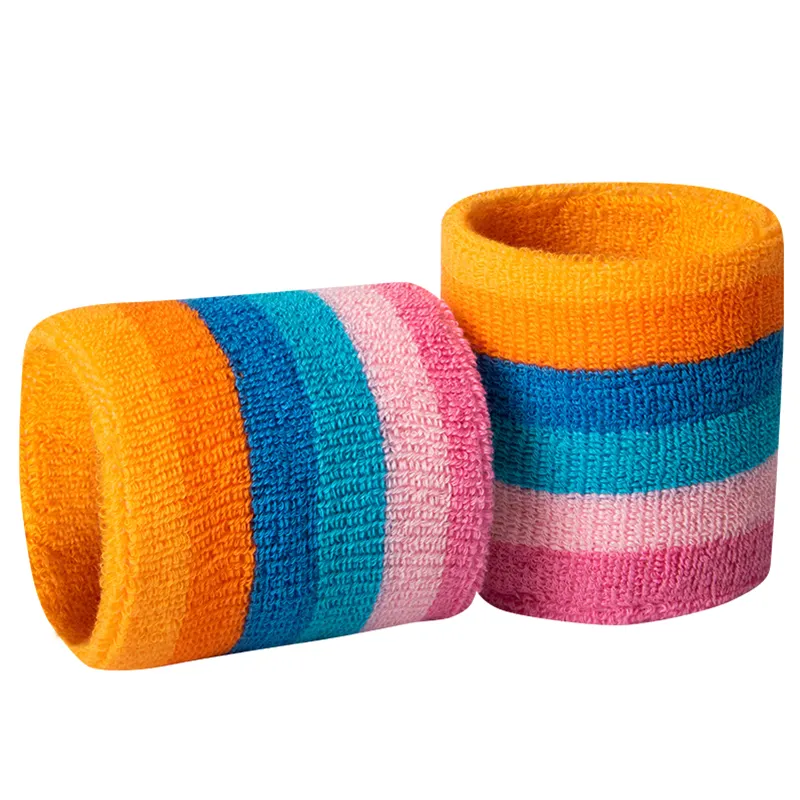 Wholesale Bulk Cotton Sports Rainbow Hand Sweatbands No Minimum Pride Sweatband Wristband Headband For Basketball Badminton