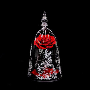 Dôme de verre pour toujours rose dans dôme de verre rose clair la belle et la bête rose dans verre led - Product Image 5