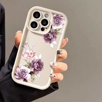 Coques de Téléphone Antichoc Luxe Fleurs pour iPhone 17 Air 16 15 Plus Pro Max 14 13 12 11 X – Housse de Protection Arrière Personnalisable avec Logo
