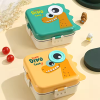Boîte à lunch bento pour enfant à 3 compartiments, en acier inoxydable 304, avec couvercle en plastique et 3 inserts, micro-ondable et portable – Offre spéciale