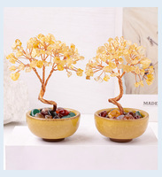 Natürlicher Citrin und Achat Kristallbaum des Lebens für Wohlstand, Feng Shui Dekoration für Zuhause und Büro sowie Geschenkidee für positive Energie