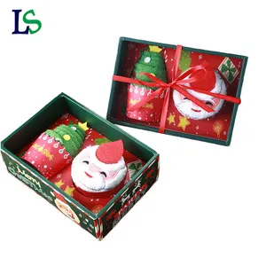 Benutzer definierte Großhandel 30*30cm Weihnachten Küchen tücher Benutzer definierte Handtücher Baumwolle Set In Geschenk box Für Weihnachten