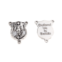 Pièce centrale de chapelet religieux en alliage de zinc plaqué argent de 23*18mm, Saint-Michel