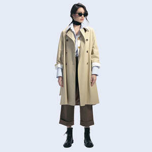 Cappotti <span class=keywords><strong>donna</strong></span> grande trench coreano di media lunghezza per le donne 2023 popolare <span class=keywords><strong>soprabito</strong></span> sopra il ginocchio britannico per la <span class=keywords><strong>primavera</strong></span> autunno - Product Image 2