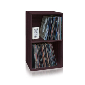 Vinyl Record Cube 2 Shelf Storage Organizer Fits 170 LP Albums Tool Free Assembly and Uniquely wood crates for storage large