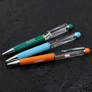 Pulpen Promosi Logo OEM dengan Cairan Mengambang 2D/3D, Alat Tulis Unik, Pulpen Logam Plastik Kuning, Hadiah untuk Acara - Product Image 2