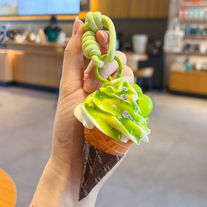 <span class=keywords><strong>Kawaii</strong></span> Waffel-Eiscreme-Anhänger aus Kunstharz, Dessert-Charm, Baumwoll-Handgelenkschlaufe, Mini-Deko-Accessoire für den täglichen Rucksack - Product Image 6